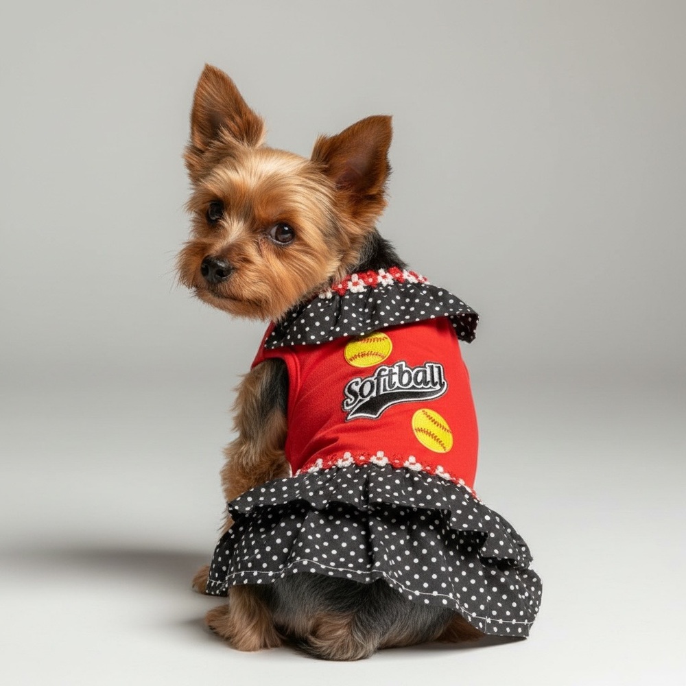 Softball Theme Polka Dot Doggy Dress